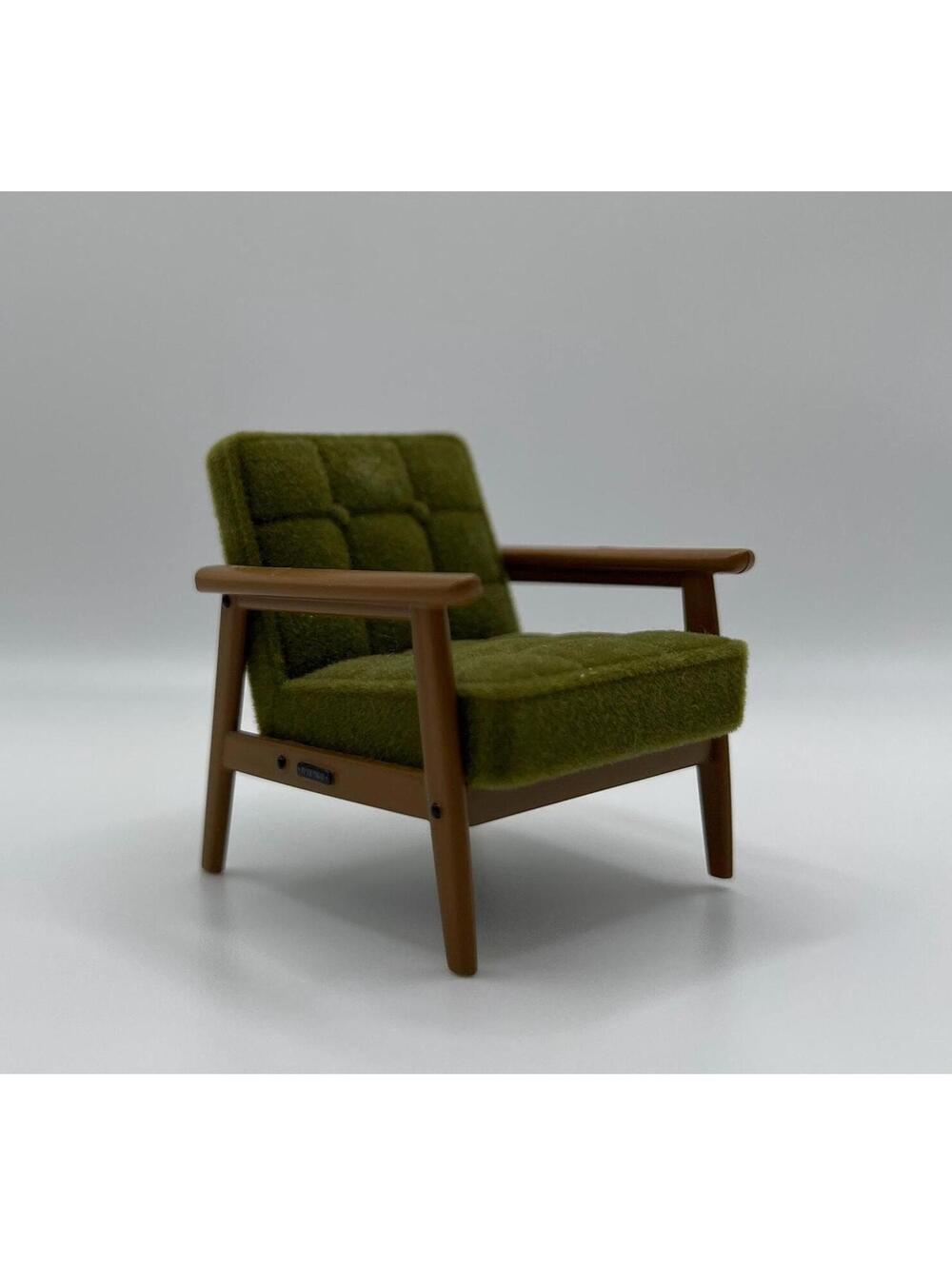 1:24 Scale Miniature Green MCM Chair, Tiny Dollhouse Furniture, Mid Century